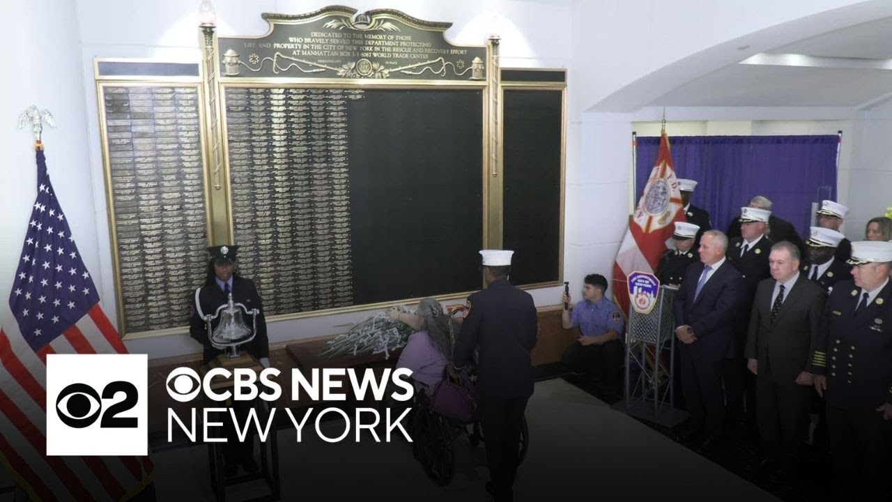 FDNY adds 39 names to World Trade Center Memorial Wall - YouTube