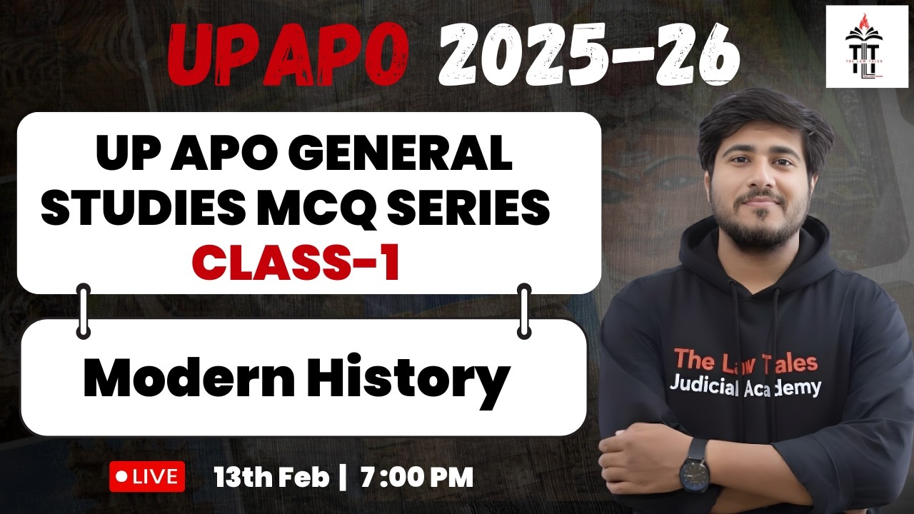 UP APO General Studies | Modern History Best MCQs | Class 1