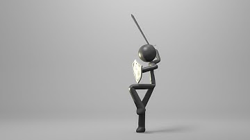 Stickman exercises - jumps and sword (in Blender 3D)