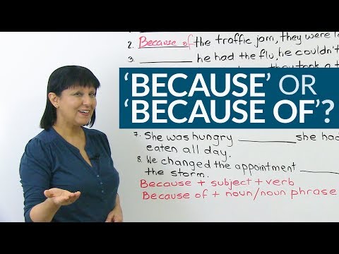 Learn English: "because" or "because of"?