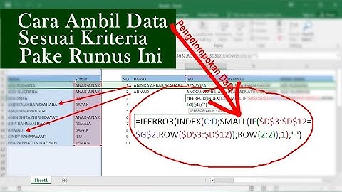 rumus dan cara memindahkan atau mengambil data sesuai dengan kriteria