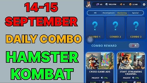 HAMSTER KOMBAT GAMEDEV DAILY COMBO | HAMSTER KOMBAT DAILY COMBO | 14 SEPTEMBER HAMSTER DAILY COMBO