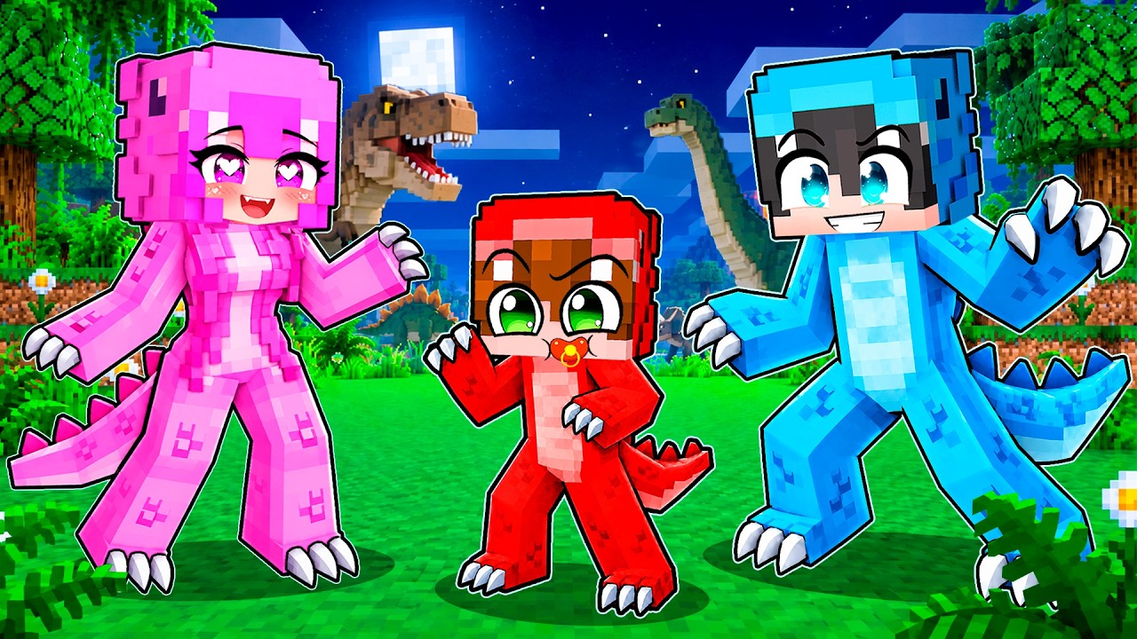 Adoptado por FAMILIA DINOSAURIO en Minecraft!