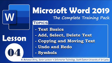 04 Microsoft Word 2019 Training Lesson 04 - Text Basics, Copy, Move, Undo and Redo, and Symbols.