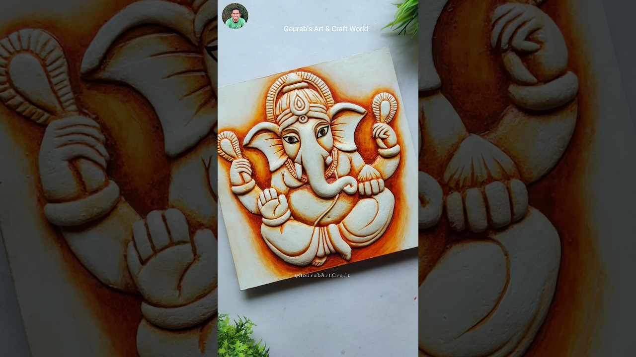 Ganesha Clay Mural Painting with Simple Color Combination 