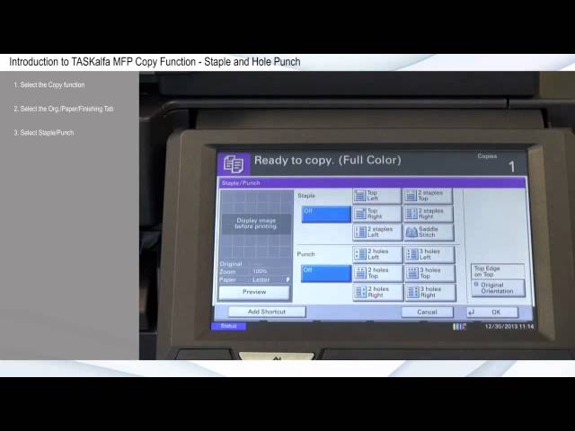 How to Copy Staple and Hole Punch with Kyocera Taskalfa MFP - YouTube