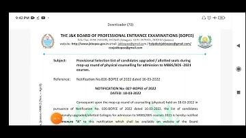 JKBOPEE, MBBS/BDS MOP UP ROUND ENDS FINAL LIST GMC-JMU-SRG # AYUSH COUNSELING# 4TH ROUND MD/MS# J&K