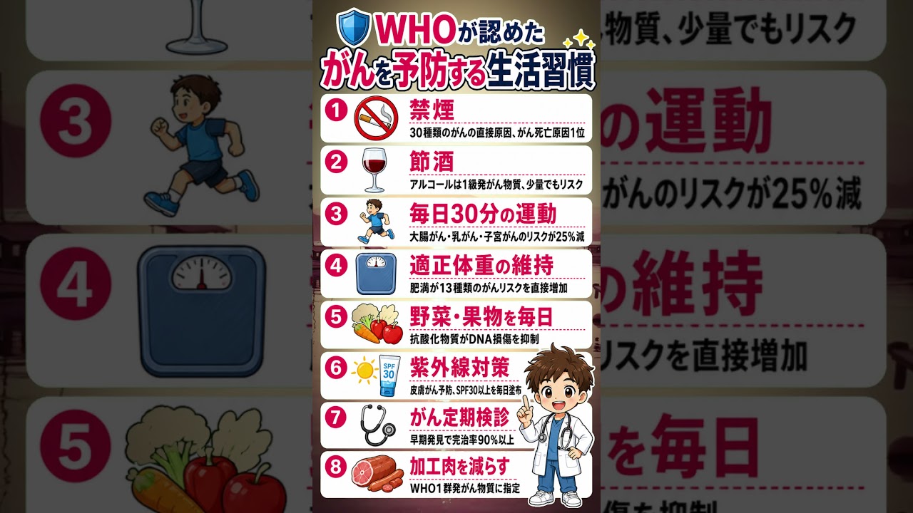 🛡️ WHOが認めたがんを予防する生活習慣