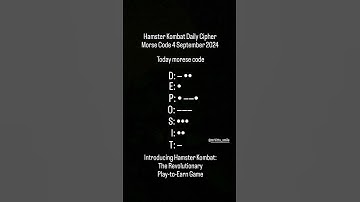 //Hamster Kombat // Daily Cipher Morse Code // 4 September 2024 //
