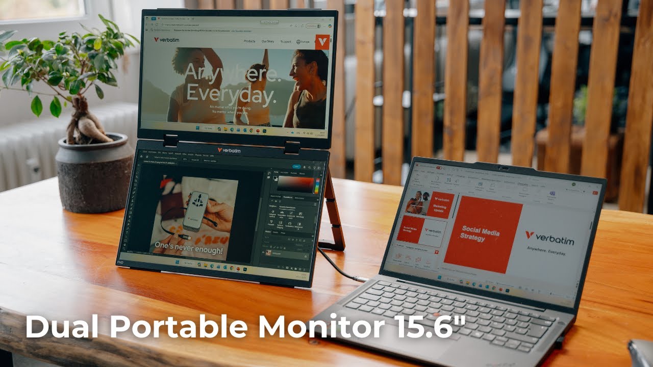 Verbatim Dual Portable Monitor 15 6″ - YouTube