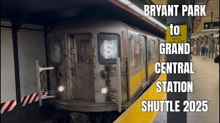 4K Bryant Park Times Square Subway S Shuttle to Grand Central Station 2025