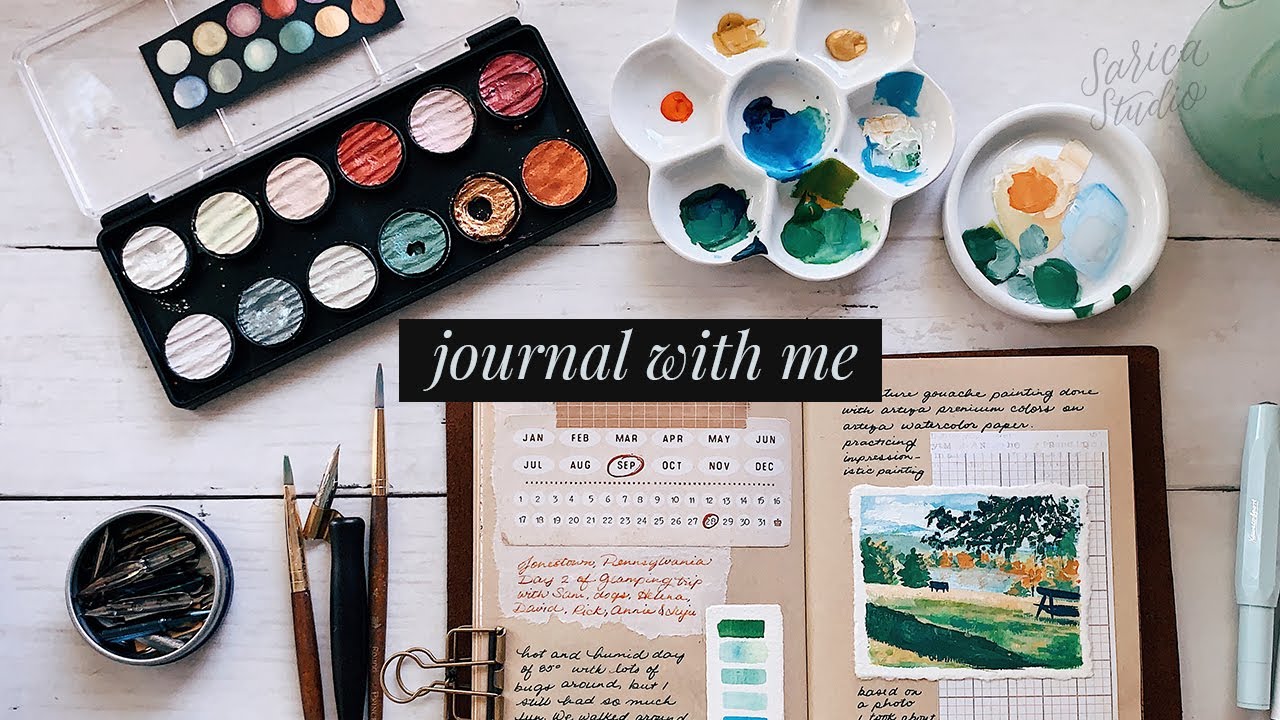 painting a tiny gouache landscape · journal with me