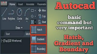 Autocad Hatch, Gradient and Boundary commands | Autocad commands | Autocad tutorial for begineers