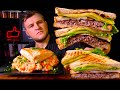 Beef cheese Sandwich, Salmon steak, Seafood rice. ASMR MUKBANG, АСМР МУКБАНГ, 먹방, 大食い