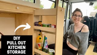 DIY Pull Out Kitchen Pantry Cabinet in Camper Van Conversion