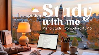 ⛅️4-HOUR STUDY WITH ME | London at Sunset🎹Calm Piano 🍃Nature Sounds | 45/15 Pomodoro