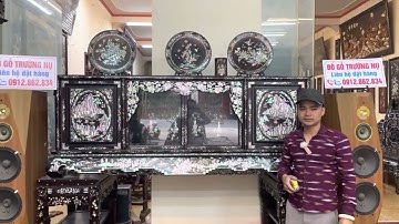 tủ chè liên chi khảm ốc, sập gụ tủ chè khảm ốc, đồ gỗ trường nụ