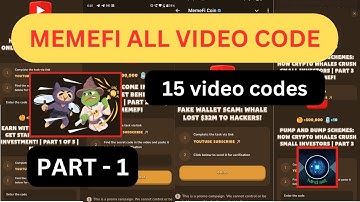 Memefi All Video Codes | Memefi Youtube Video Code | Memefi Code Today | Memefi Video Code Part - 1