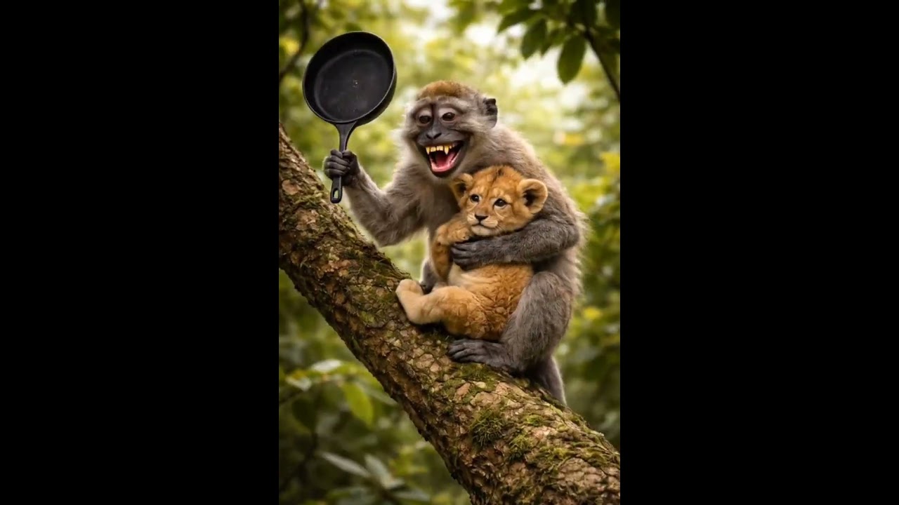 Monkey Steals Lion Cub… monkey vs lion, monkey steals lion cub, lion cub rescue,