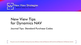 NAV Tips: Journal Tips - Standard Purchase Codes
