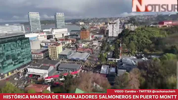 Masiva marcha de trabajadores Salmoneros en Puerto Montt por Ley SBAP