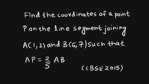 Find the coordinates of a point p on the line segment joining A(1,2) and B(6,7) such that AP=2/5 AB.