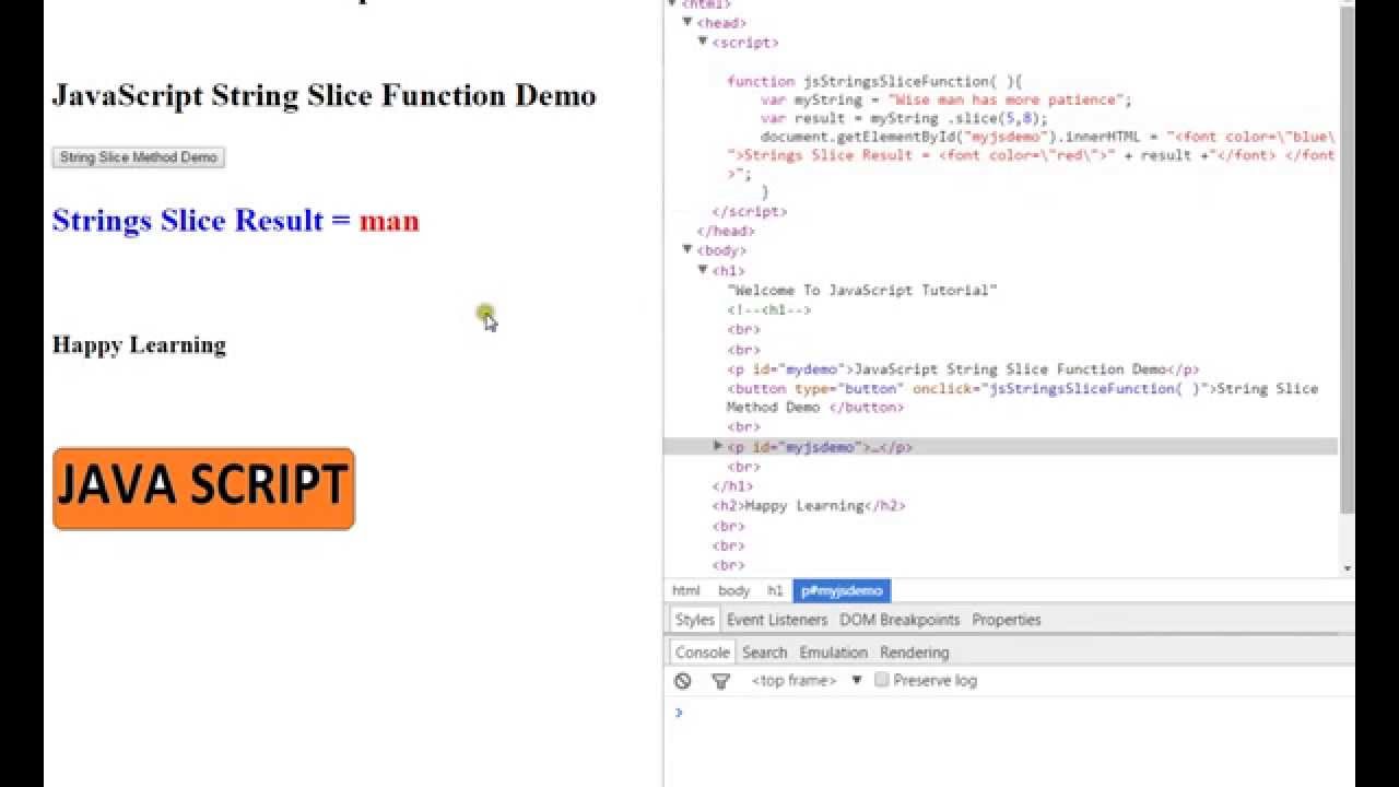 Strings Slice Method In Javascript Demo