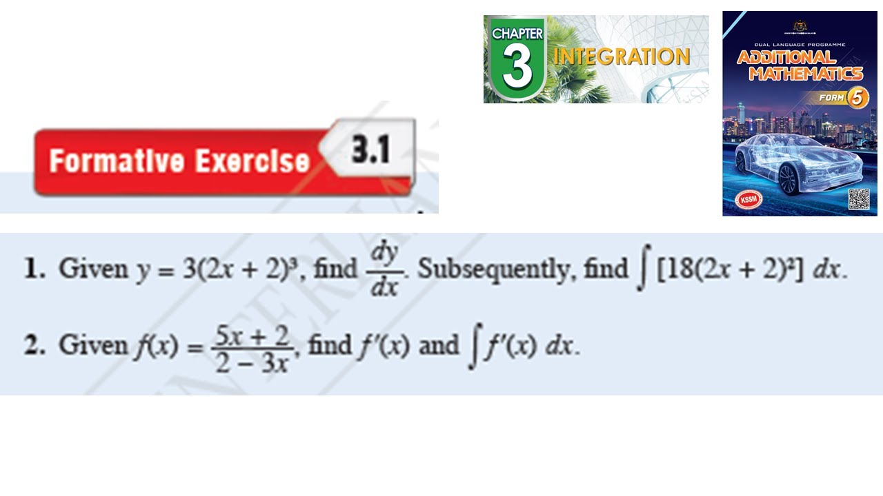Integration formative exercise 3.1 Q1 Q2 pengamiran latihan formatif 3.1 form 5 kssm textbook