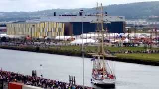 STS  Fryderyk Chopin leaving Belfast in Tall Ship Races 2015