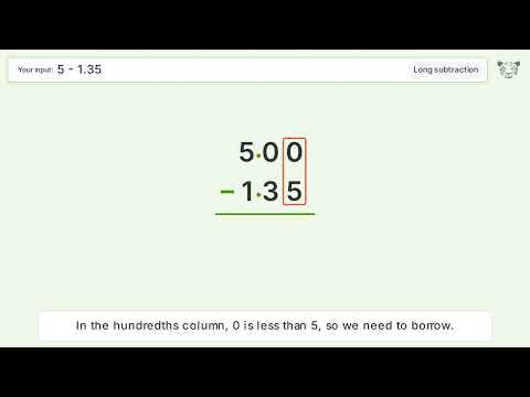 Long Subtraction Problem 5-1.35: Step-by-Step Video Solution
