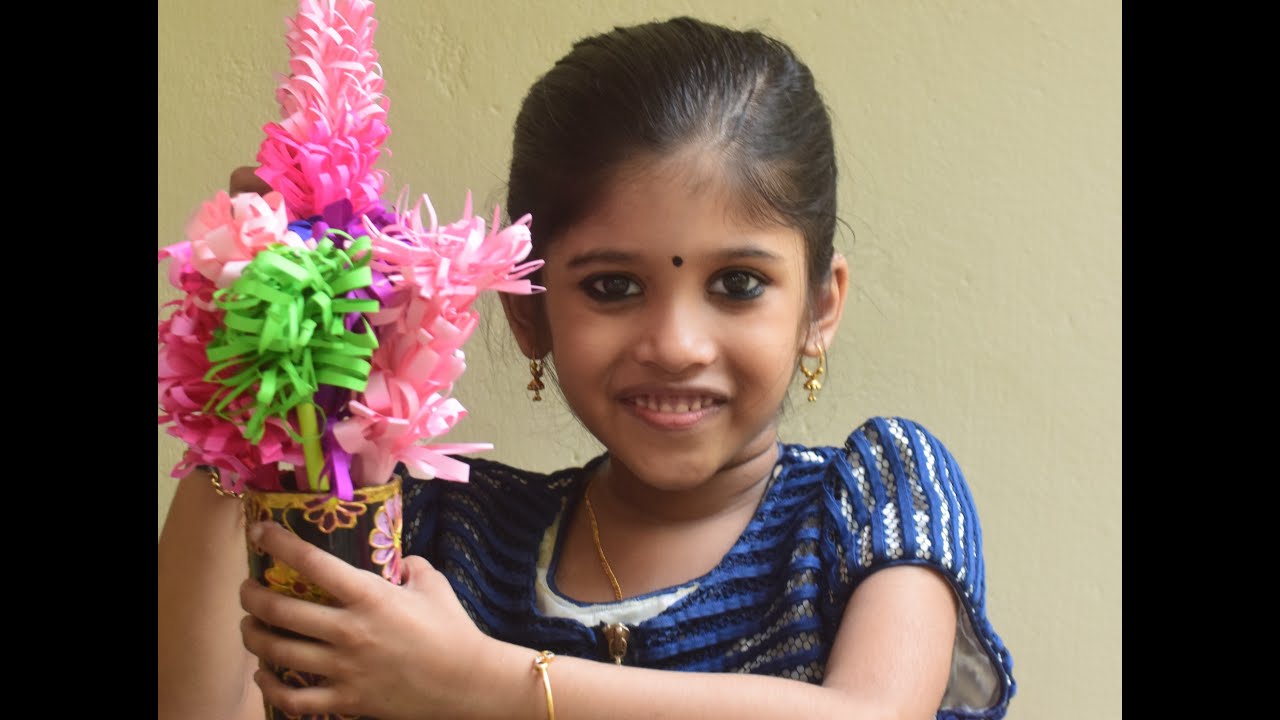 Paper flower making by Thechu in Malayalam paper flower DIY easy