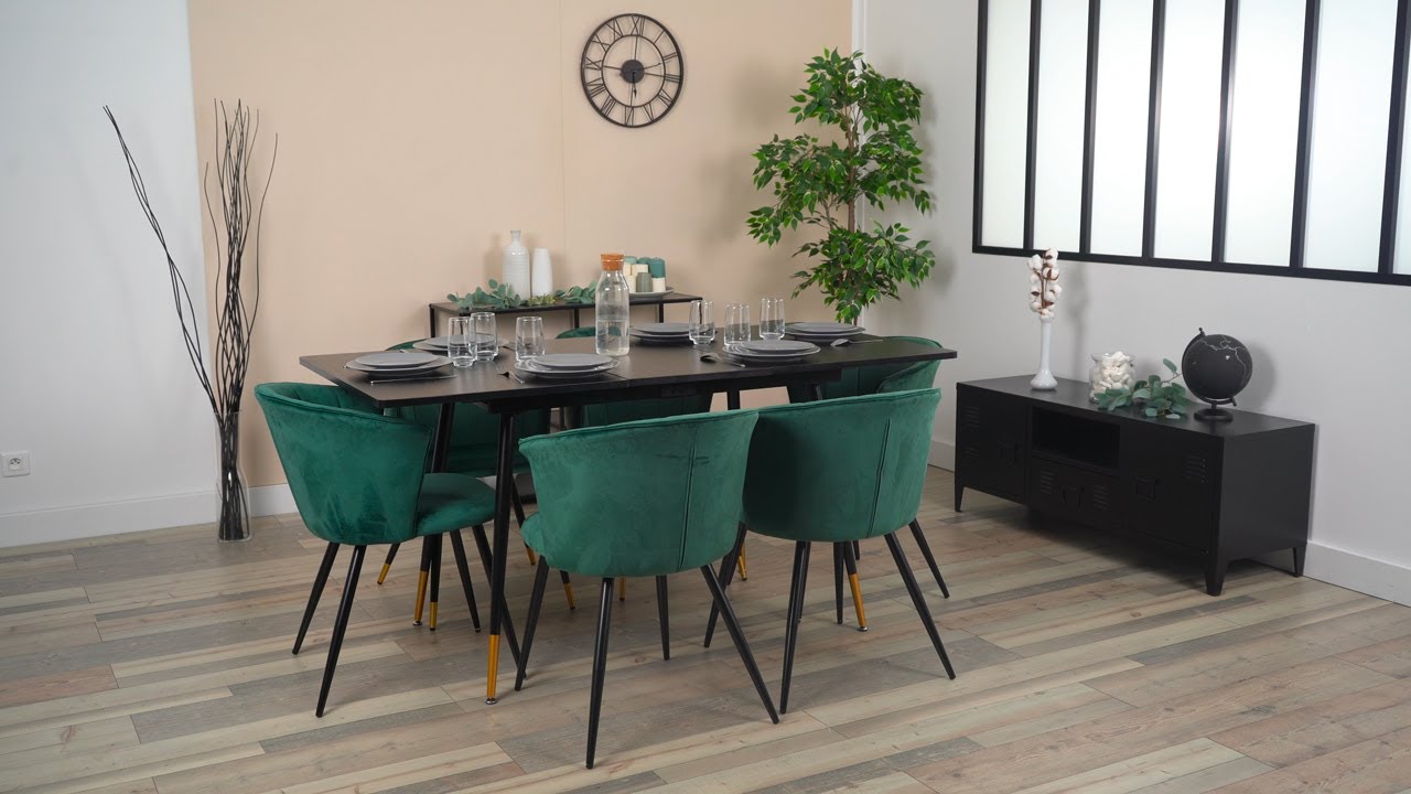 Table salle à manger extensible style industriel 4 a 6 personnes pour salon  cuisine, cadre métallique robuste, Noir, 120-160x80x75cm - Conforama