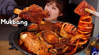 Mukbang 대왕갈비로 만든 매콤 해물갈비찜과 소맥 기가 막히게 말아서 먹방  | ASMR