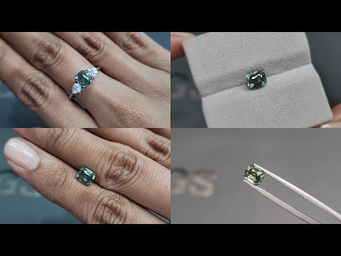 Сапфир Teal в огранке кушон 1,77 карат, Мадагаскар Видео  № 1