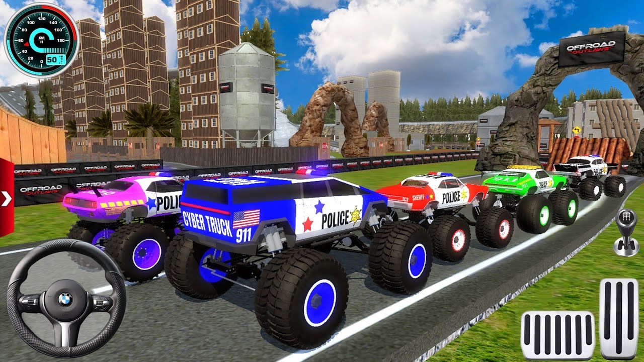 Police Mega Monster Super Fast Car Racing Offroad Game-Car Multiplayer Offroad Gameplay.