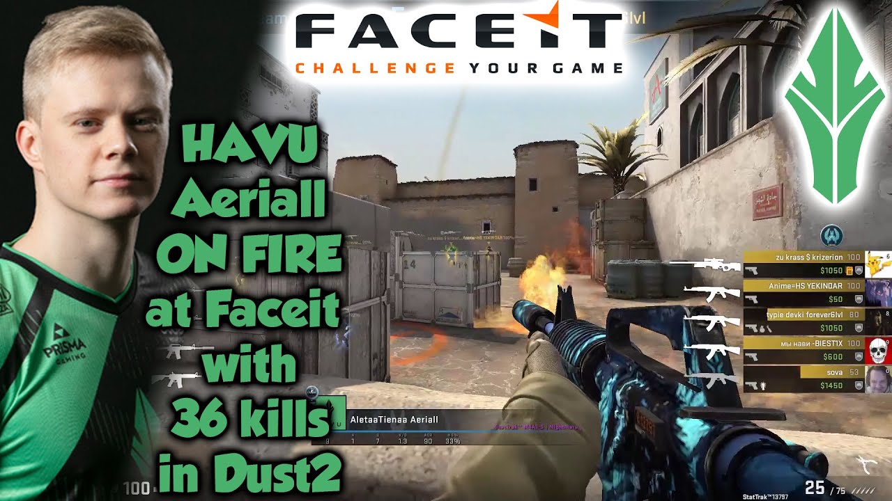 HAVU Aerial ON FIRE at Faceit with 36 kills in Dust2