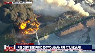Philadelphia tire fire: Flames and smoke seen for miles | LiveNOW from FOX