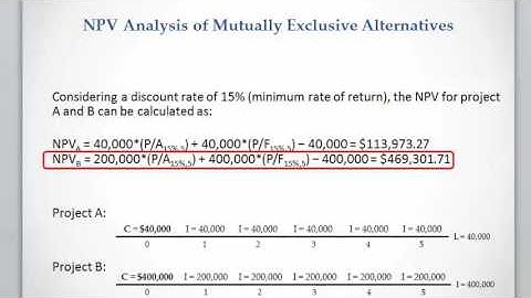 Lesson 4 video 2: Mutually Exclusive Alternatives (NPV Analysis)