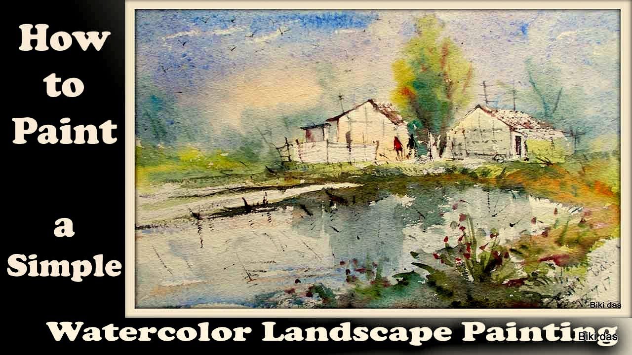 Watercolor Landscape Painting step by step full tutorial - YouTube