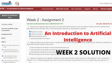 NPTEL 2022: An Introduction to Artificial Intelligence Week 2 Quiz Answers Assignment 2 Solutions