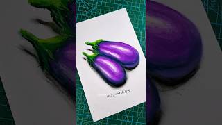 Cara gambar terong realis pakai oil pastel 🍆 #art #drawing #drawingtutorial #howtodraw #dqueenarts