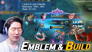 1,600 Games pro Claude's management losing game to win  | Emblem and Build  | Mobile Legends screenshot 5
