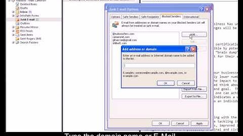 Adding a Domain or E Mail Address to Junk Mail Filter
