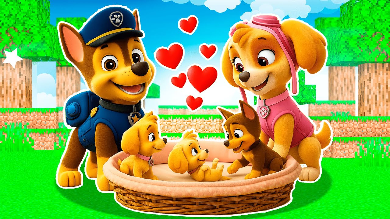 😳 СЕМЬЯ СКАЙ и ГОНЩИКА ЩЕНЯЧИЙ ПАТРУЛЬ в МАЙНКРАФТ