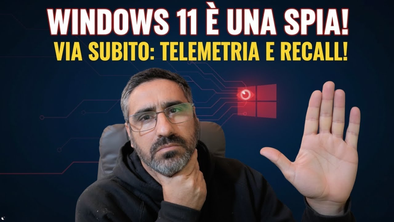 Thumbnail del video WINDOWS 11 È UNA SPIA! (Via Subito Telemetria, Bloatware e Recall)