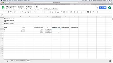 Confidence Intervals Using Sheets Video 1