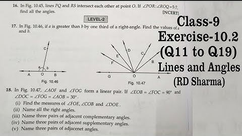 RD SHARMA Ex 10.2 Q11 to Q19 Solutions for Class 9 Maths Chapter 10 Lines and Angles