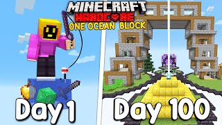 I Survived 100 Days On ONE OCEAN BLOCK In Minecraft Hardcore [Full Movie]