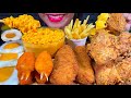 ASMR CHEESY SPICY NOODLES, FISH &amp; CHIPS, FRIED CHICKEN, FRIED CRAB CLAW, EGGS MASSIVE Eating Sounds