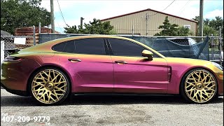 Exclusive Custom Color porsche Panamera on Gold Forgiatos